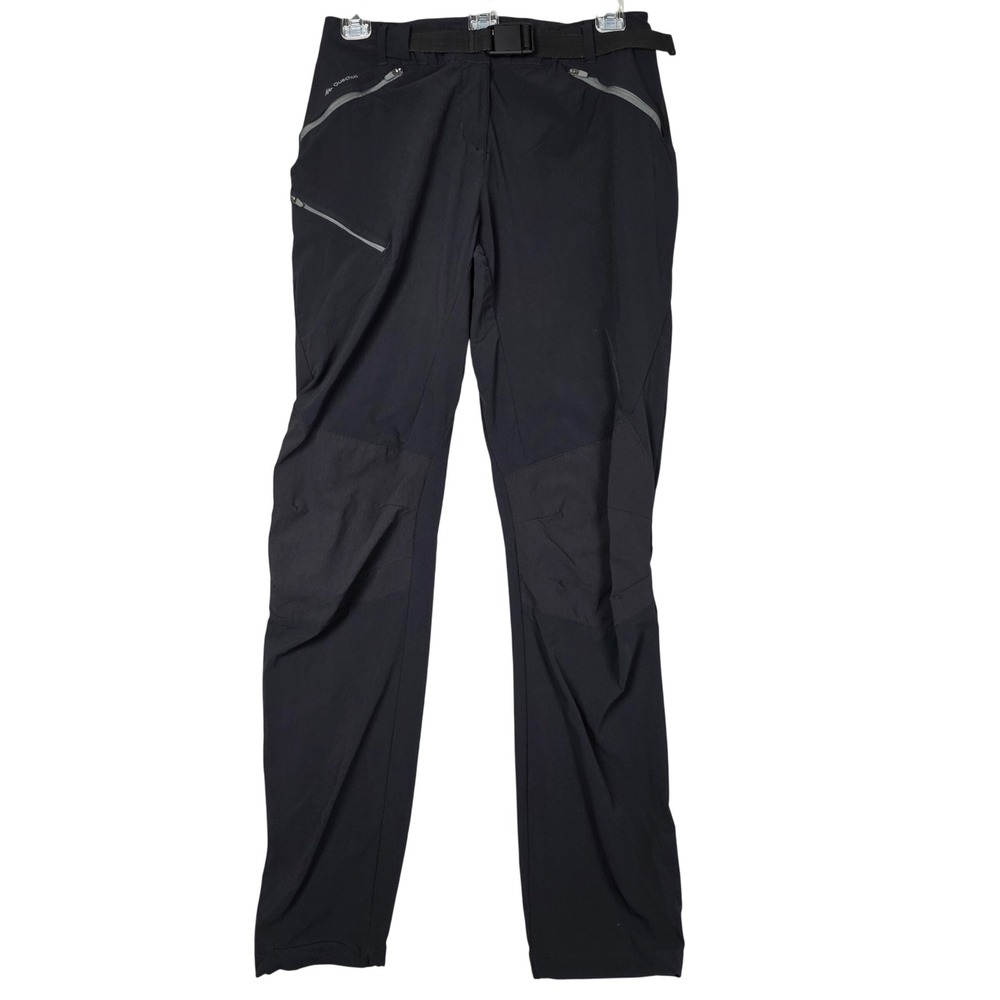 Quechua Womens Black Hiking Outdoor Pants Belted Zip Pockets Size Gorpcore 28x31
